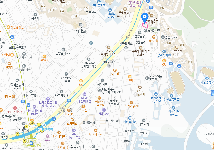 BHS 위치 지도 — 서울특별시 성북구 동소문로32길 7-3